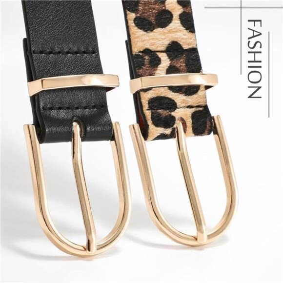 3 Pack Women's Belts for Jeans Pants Fashion Gold Buckle Ladies Dress - Picture 3 of 5